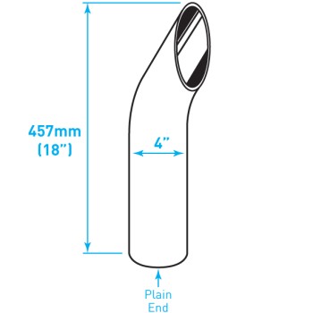 Exhaust Chrome Stubby Stack / Curved / Plain End / 4" x 18"